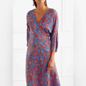 Diane Von Furstenberg Silk Wrap Eldsen Floral Dress DVF- dry cleaned